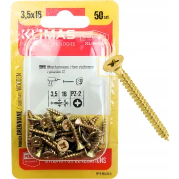 Vrták ŠROUBY DO DŘEVA KALENÉ 3,5x16mm PZ blister BWK Wkręt-met 50 ks