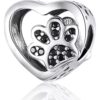 Přívěsek Bamoer stříbrný přívěsek Tlapka - černý