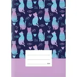 Školní sešit Lux A5 524, linka, 20 listů, fialové kočky