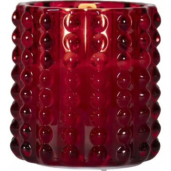 Svíčka LED svíčka skleněná vosková FLAMME DOTTY červená 9,5 cm