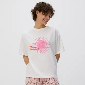 Dámské tričko Reserved - Tričko s potiskem - krémová - 476GO-01X - 476GO-01X-M