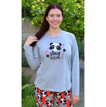 Dámské pyžamo Vienetta Dámské pyžamo dlouhé Stay strong Barva: Červená, Velikost: XL