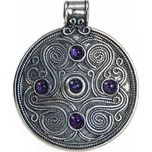 Drakkaria BATTERSEA, stříbrný přívěsek s ametysty, Ag 925, 13 g