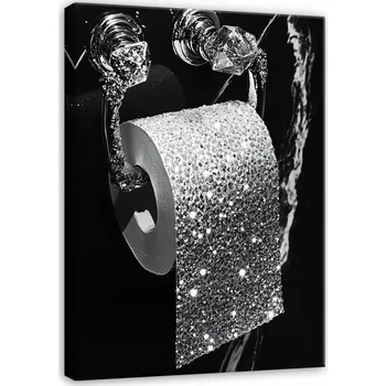 Obraz OBRAZ DO KOUPELNY NA WC STŘÍBRNÝ ČERNÝ MODERNÍ NA PLÁTNĚ 40x30