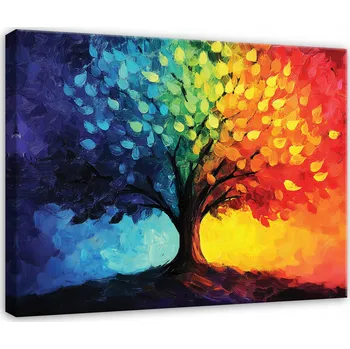 Obraz OBRAZ STROM ABSTRAKCE BAREVNÝ DO LOŽNICE OBÝVÁKU NA PLÁTNĚ 120x80