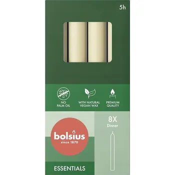 Svíčka Tradiční parafinová svíčka bez vůně Bolsius 8 ks