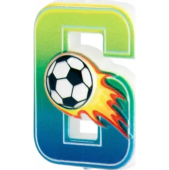 Dortová svíčka Fotbalový na dort svíčka Číslice 6 fotbalové narozeniny