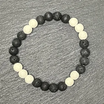 Náramek Pánský Náramek Láva | 8mm kuličky | BÍLOČERNÝ