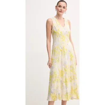 Dámské šaty Šaty Calvin Klein žlutá barva, midi, LV044B059G 10A, vel. S