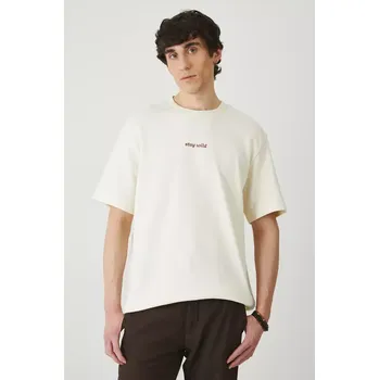 Pánské tričko Bavlněné tričko Medicine béžová barva, s aplikací RS25.TSM812 01X, vel. XXL