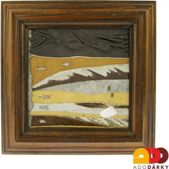 Obraz Kožený obrázek v dřevěném rámu 16 cm - var. 2 (Originální obrázek z kůže na zeď)