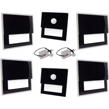 Nástěnné svítidlo Sada 4x LED schodišťové svítidlo 230V + 2 pohybový detektor černé barvy, studená nebo teplá bílá