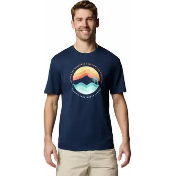 Pánské oblečení Columbia Path Lake™ Graphic Tee II M 1934814468 - collegiate navy/circular linescape XL