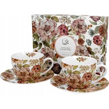 Duo Pastel Flowers bílý porcelánový Šálek 280 ml 2 ks