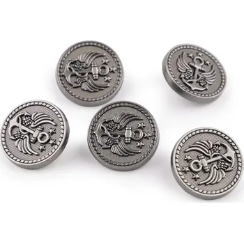 Knoflík Kovový knoflík velikost 28"; 32"; 36" 5 kusů - 2 (32") nikl antik