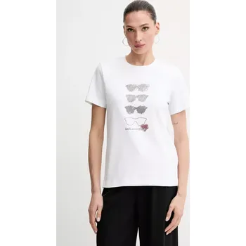Bavlněné tričko Karl Lagerfeld bílá barva, A2W17103 00X, vel. S