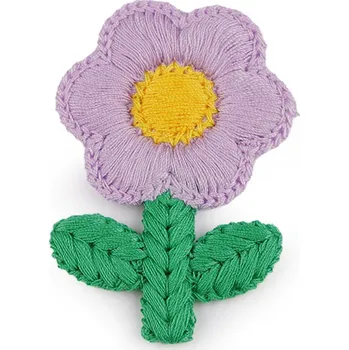 Nášivka Vyšívaný květ 3,8x6 cm, barva 3 fialová sv.