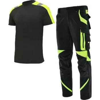 Pracovní obuv ELASTICKÉ PRACOVNÍ kalhoty NEOFLEX BOZP stretch REFLEXNÍ + tričko SADA 52