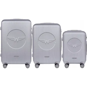 WINGS Sada 3 cestovních KUFRŮ z ABS na 4 KOLEČKÁCH, XXL sada zavazadel