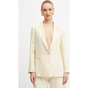 Dámské sako Plátěné sako Marella DALLAS béžová barva, jednořadé, hladké, 2513041144200 01X, vel. 38