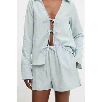 Dámské kraťasy Kraťasy Answear.LAB dámské, zelená barva, vzorované, high waist LSRT.272KATGR.ums 77X, vel. XL