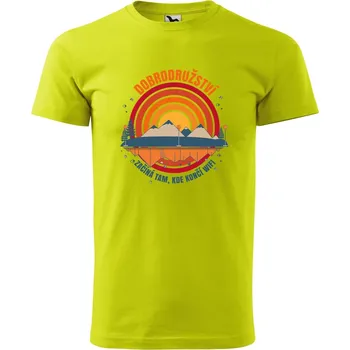 Pánské oblečení Pánské tričko s potiskem Dobrodružství wifi Velikost: L, Barva trička: Limetková
