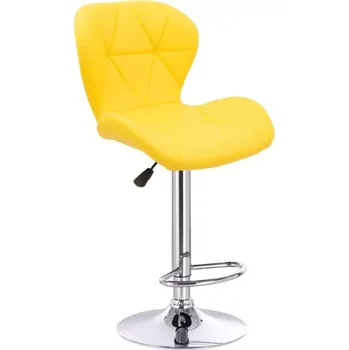 Barová židle LuxuryForm DESIGN Barová židle LIVIO na stříbrném talíři - žlutá