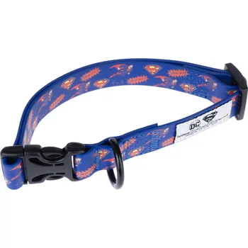 Obojek pro psa DC Superman obojek, modrý, velikost S: obvod krku 25 - 36 cm, šířka 20 mm pro psy