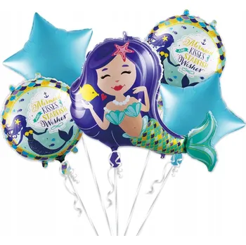 Balónek Sada balónků Mořská panna 5 ks, fóliový balónek hvězda