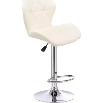 Barová židle LuxuryForm DESIGN Barová židle LIVIO na stříbrném talíři - krémová