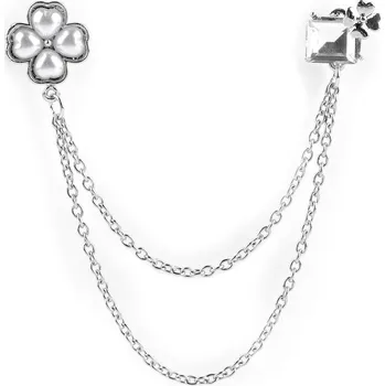 Brož Brož / spona dragoun s broušenými kamínky čtyřlístek, malé, 1 stříbrná