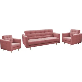 Obývací pokoj Celočalouněná sestava 3+1+1, látka starorůžová, AMEDIA