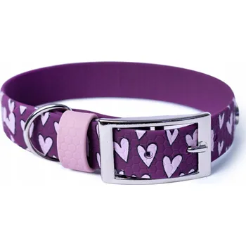 Obojek pro psa Obojek se sponou Hexa, srdce plné, vel L, fialová