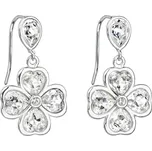 Stříbrné náušnice visací s krystaly Swarovski bílý čtyřlístek 31262.1