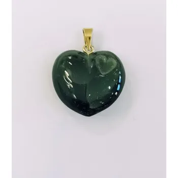 Přívěsek Vltavínový přívěs ve tvaru srdce se závěsem ze žlutého zlata