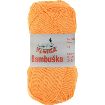 Příze Pletací / háčkovací příze Vlnika BAMBUŠKA 41 oranžová, klasická, bambusová, 50g/205m