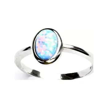 Prsten Stříbrný prsten světle modrý opál - T1354 (Stříbrný prsten s modrým opálem)