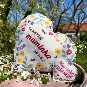 Dekorativní polštářek Lavandia velká dárková sada - polštář velký 30 x 30 cm z BIO levandule a závěsné srdíčko Vzor Látky: Ta nejlepší maminka na světě