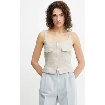 Dámská halenka Lněná halenka Marella NICOLAS dámská, béžová barva, melanžová, 2513161042200 80X, vel. 38