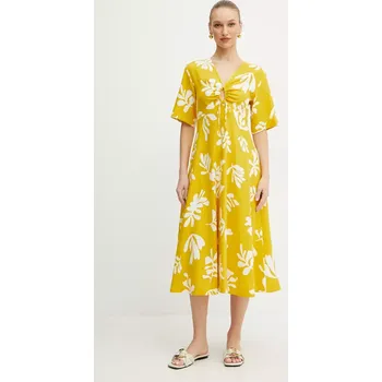 Dámské šaty Šaty Marella MOLISE žlutá barva, midi, 2513221112200 11X, vel. 36