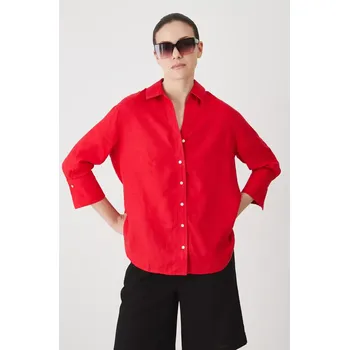 Dámská košile Lněná košile Medicine dámská, červená barva, relaxed, s klasickým límcem RS24.KDD902 33X, vel. XL