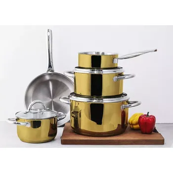 Hrnec Sada hrnců ECHTWERK, 8dílná, indukční, varianty: Zlatá