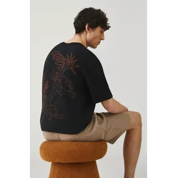 Bavlněné tričko Medicine černá barva, s aplikací RS25.TSM812 99X, vel. M