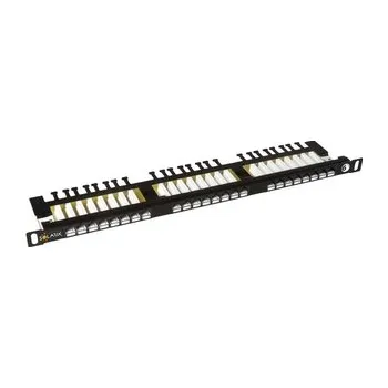 Patch panel Solarix 19" Patch panel 24xRJ45 CAT6 UTP s vyvaz.lištou černý 0,5U, SX24HD-6-UTP-BK
