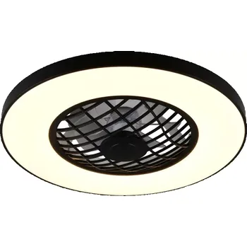 Stropní ventilátor Trio Leuchten R64462102 LINKöPING - Stropní černý RGB LED ventilátor s dálkovým ovladačem a bluetooth reproduktorem, LED 53W, 2700-6500K, Ø 59cm (LED RGB stropní ventilátor stmívatelný ovladačem)