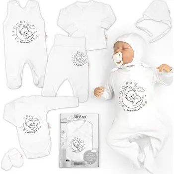 Kojenecké oblečení Baby Nellys 6dílná souprava do porodnice Medvídek na měsíčku bílá