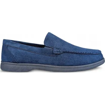 Pánská obuv Pánské nazouvací mokasíny z broušené kůže, lehké a pohodlné, tmavě modré, velikost 41