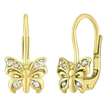 Náušnice Zlaté náušnice motýlci se Swarovski® Zirconia SILVEGO70503F