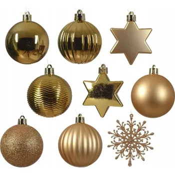 Vánoční dekorace Vánoční Baňky mix vánoční sada zlatá 40 ks