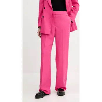 Dámské kalhoty Kalhoty HUGO dámské, růžová barva, jednoduché, high waist, 50537611 42D, vel. 38